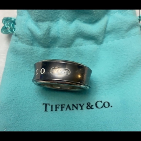 MAKE ME A OFFER! Tiffany & Co Titanium and Sterling Silver 1837 Unisex Band Ring - Picture 2 of 5